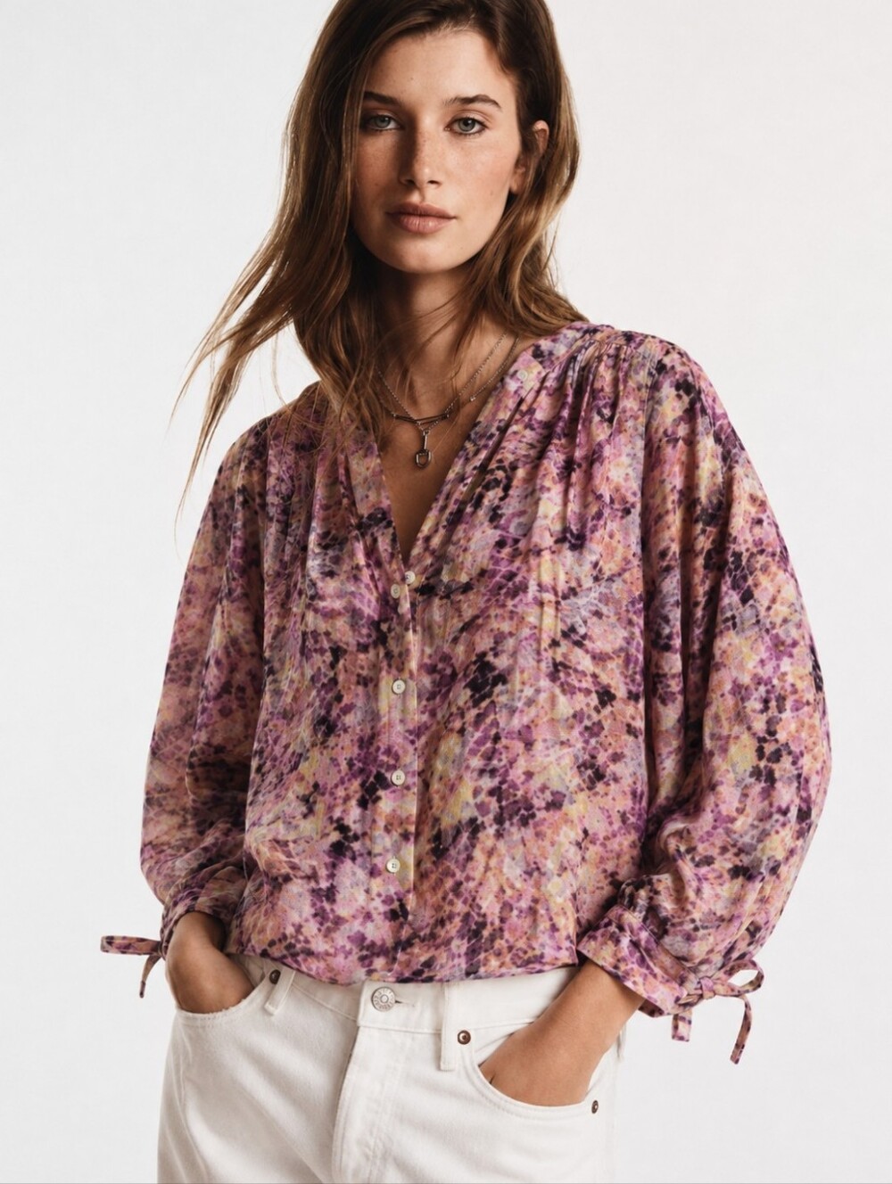 NWT! Rebecca Minkoff Tie-dye Print Isha Blouse
